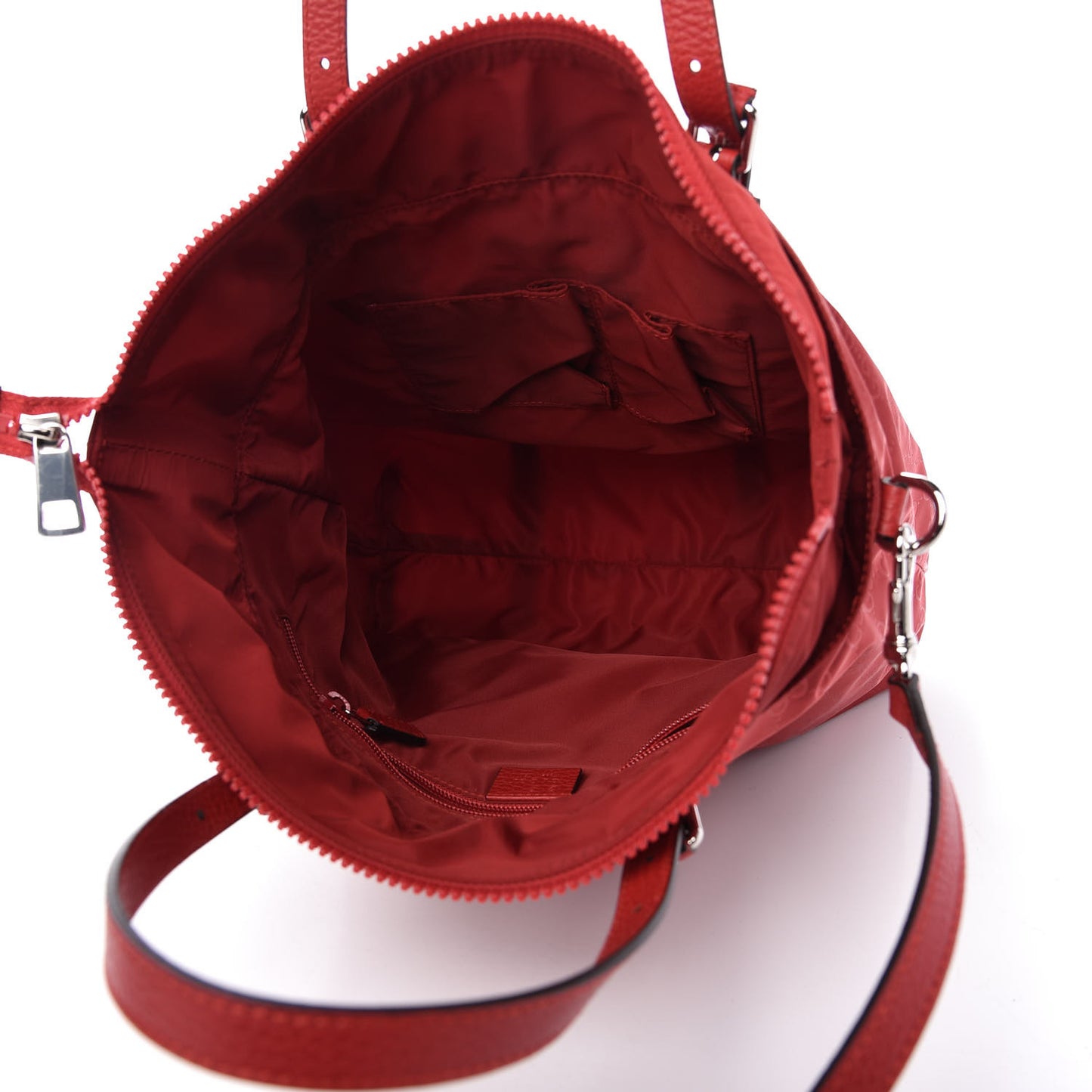 Nylon Monogram Dollar Calfskin Medium Vertical Tote Vibrant Red