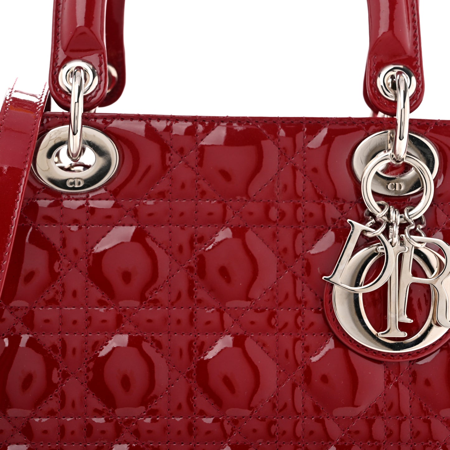 Patent Cannage Medium Lady Dior Red