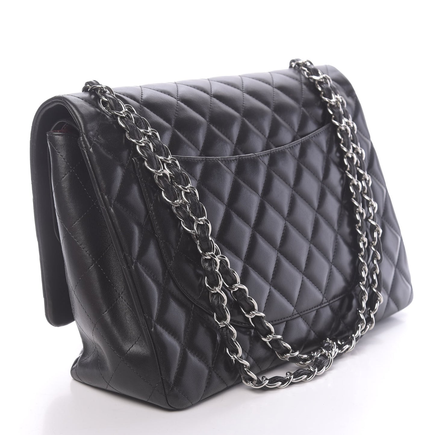 Lambskin Quilted Maxi Double Flap Black