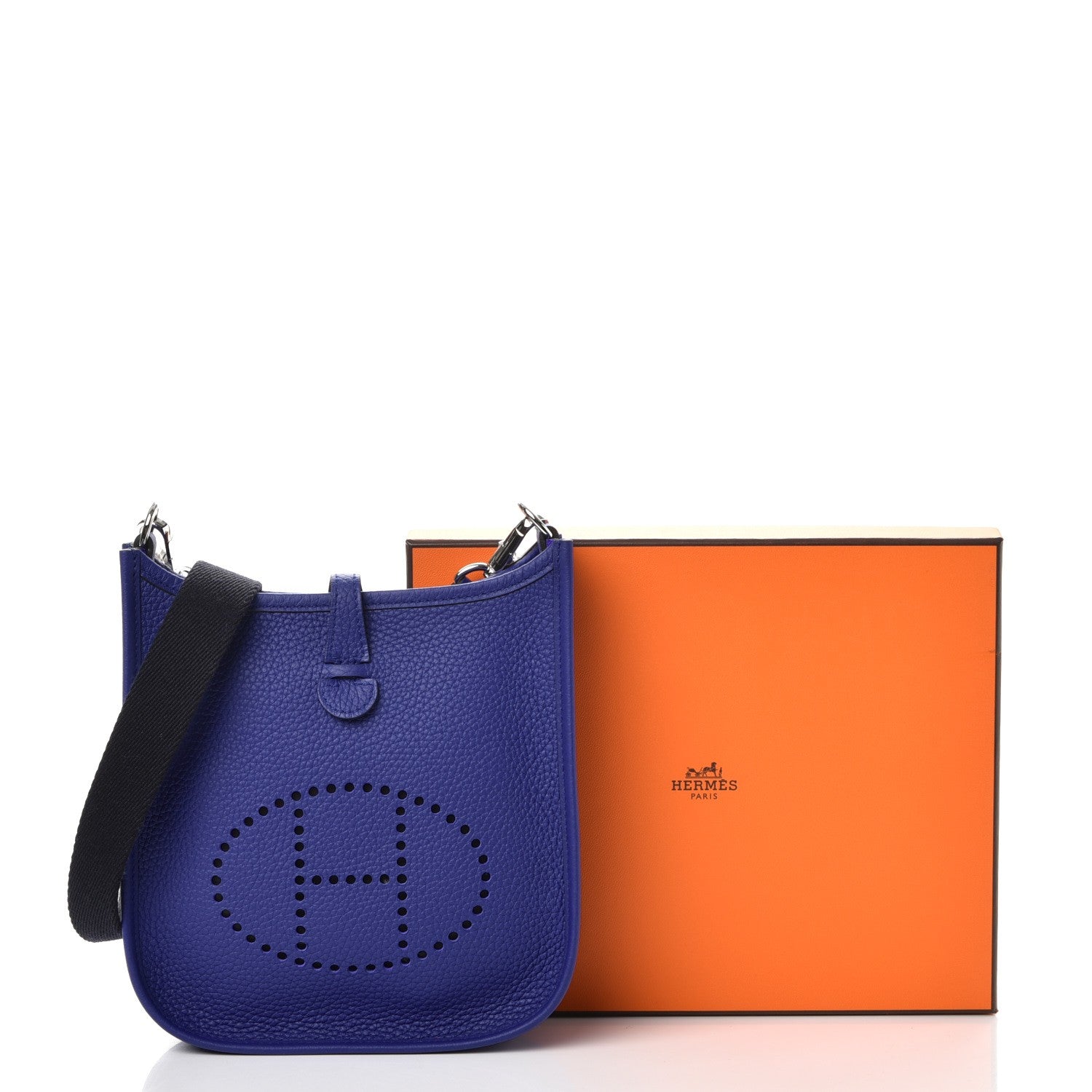 Hermes Taurillon Clemence Amazone Evelyne TPM Bleu Electrique Black 8 of 8