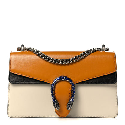 Gucci Azalea Calfskin Enamel Tri-Color Small Dionysus Shoulder Bag Mystic White Sun Oil Black Electric Blue 1 of 11