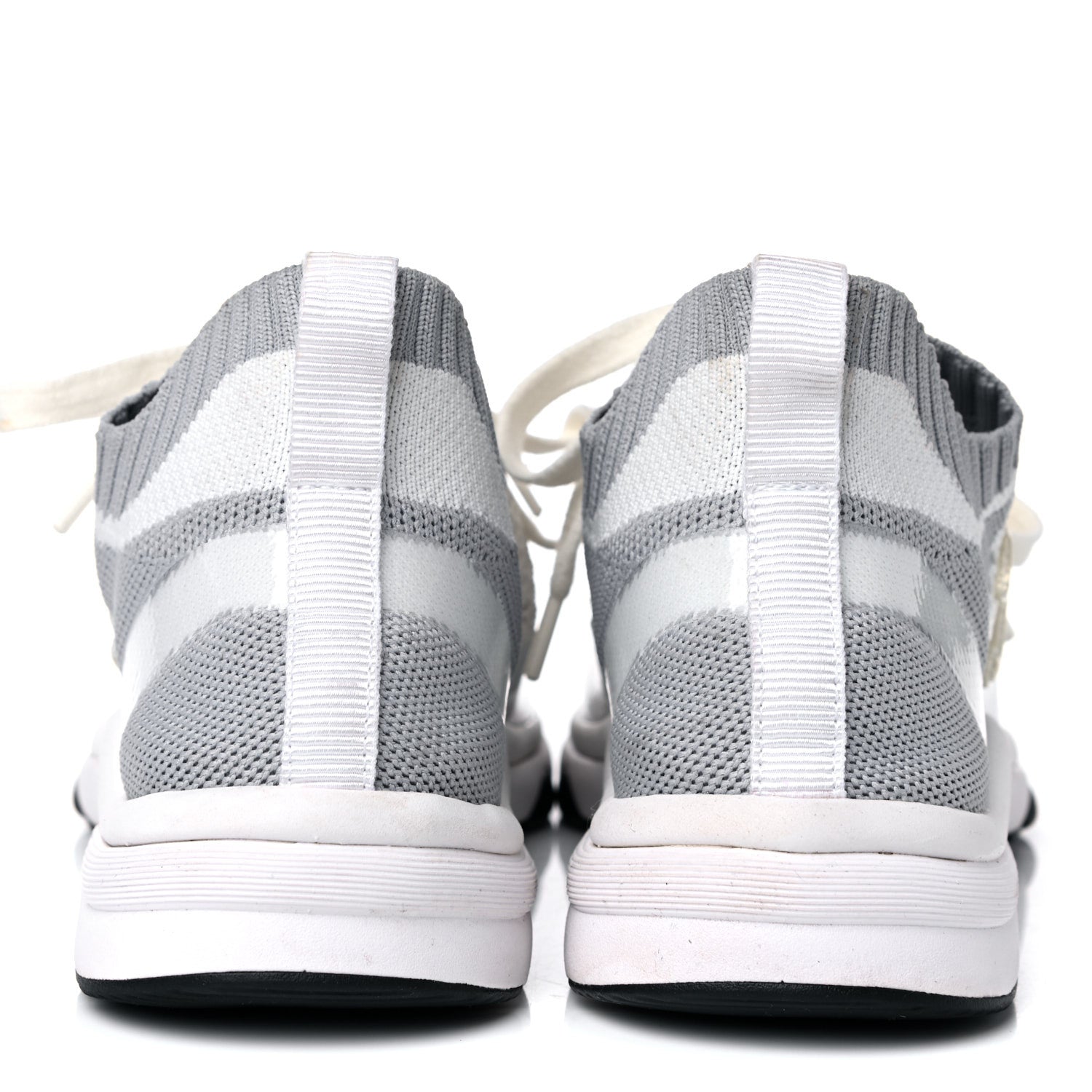 Chanel Fabric Suede Calfskin Stretch CC Sneakers 37 White Grey 12 of 12