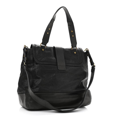 Lanvin Calfskin Lovely Leopold GM Shoulder Bag Black 2 of 9