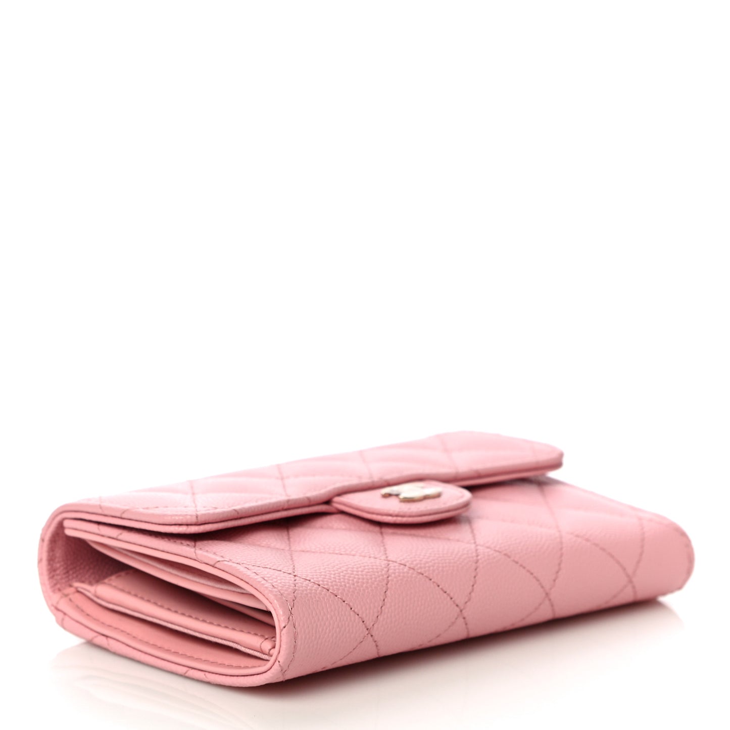 Caviar Quilted Medium Flap Wallet Pink