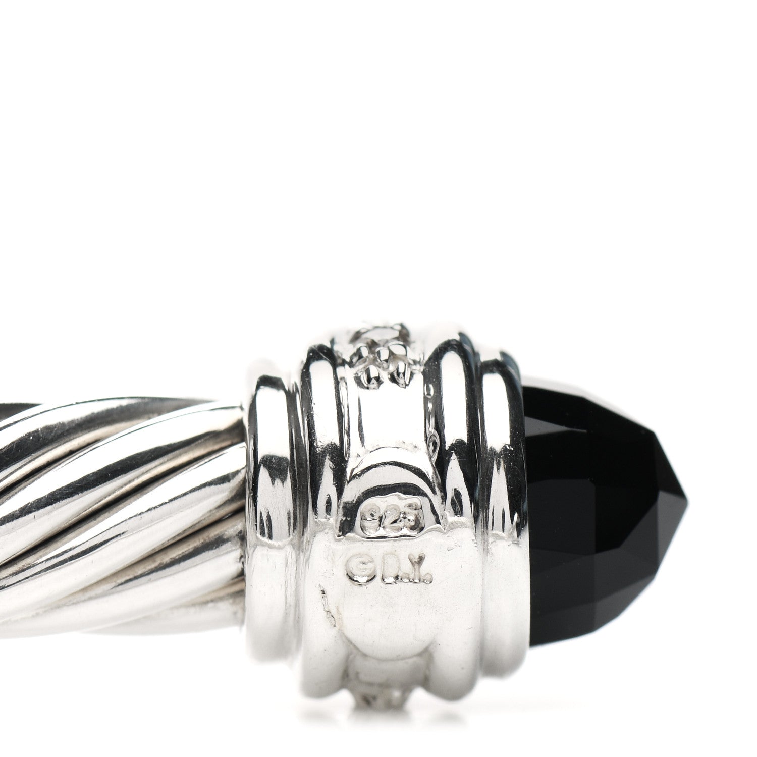 David Yurman Sterling Silver Diamond Black Onyx 7mm Cable Classics Bracelet 4 of 4