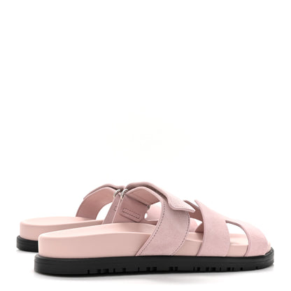 Hermes Suede Goatskin Womens Chypre Sandals 36 Rose Porcelaine 4 of 9