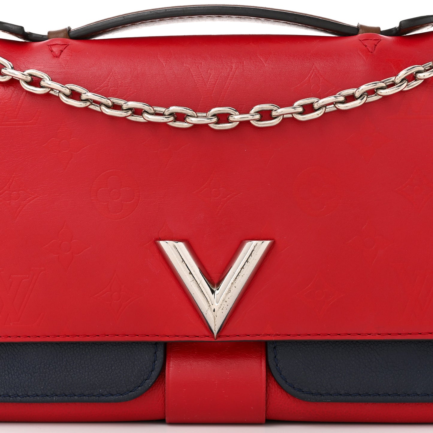 Monogram Cuir Plume Ecume Very Chain Bag Rouge Rubis