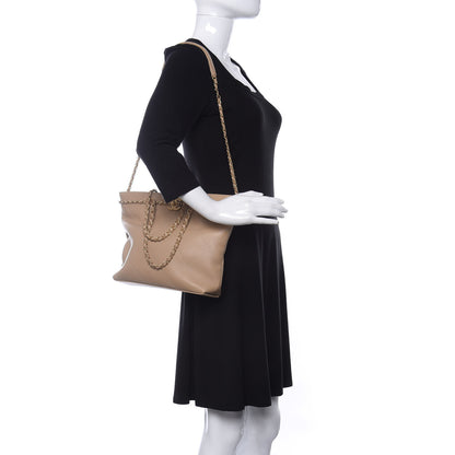 Chanel Calfskin Stitched Small Shopping Tote Dark Beige 2 of 11