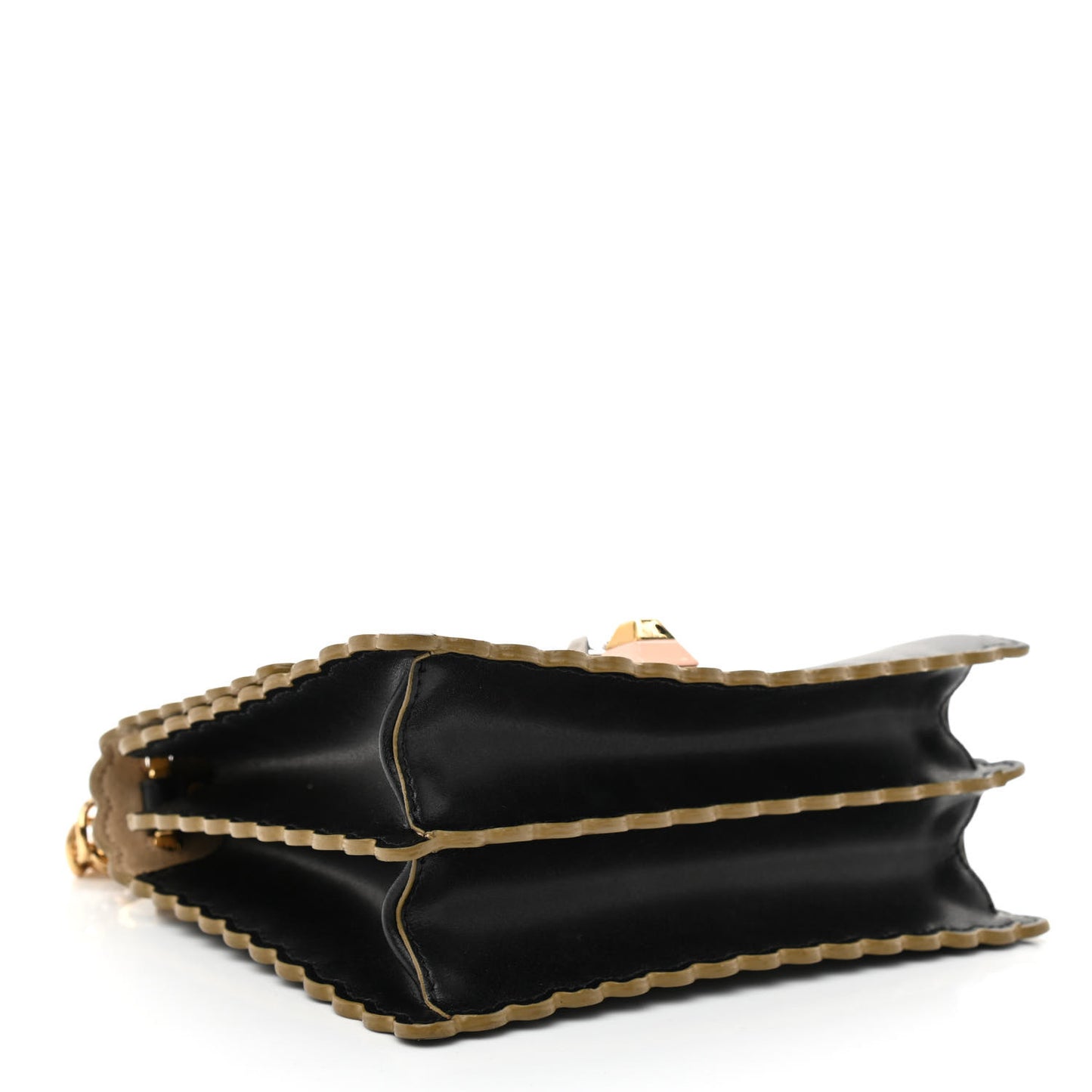 Vitello Liberty Scalloped Studded Small Kan I Shoulder Bag Black