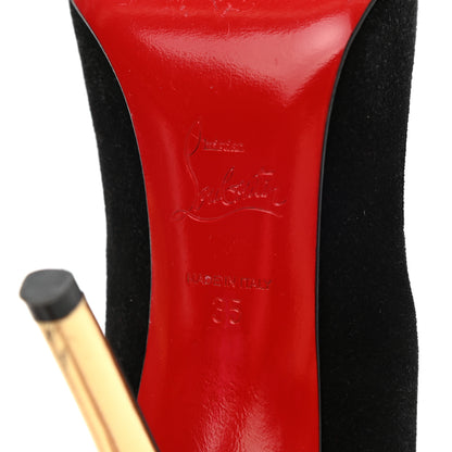 Christian Louboutin Suede Studded Zappa 100 Pumps 35 Black Gold 8 of 12