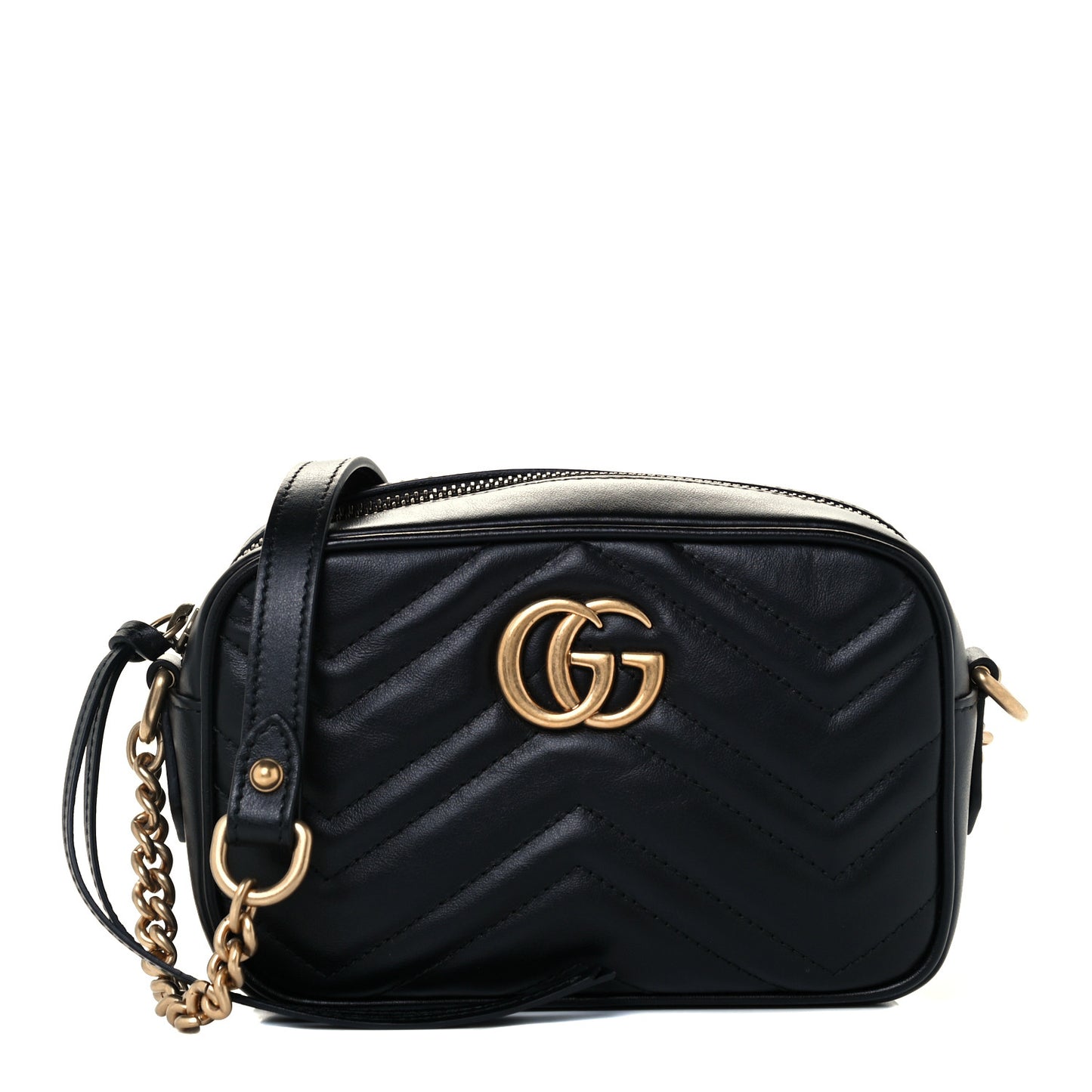 Calfskin Matelasse Mini GG Marmont Chain Shoulder Bag Black