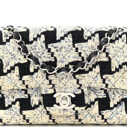 Chanel Tweed Quilted Mini Rectangular Flap Black Ecru White Blue 8 of 12