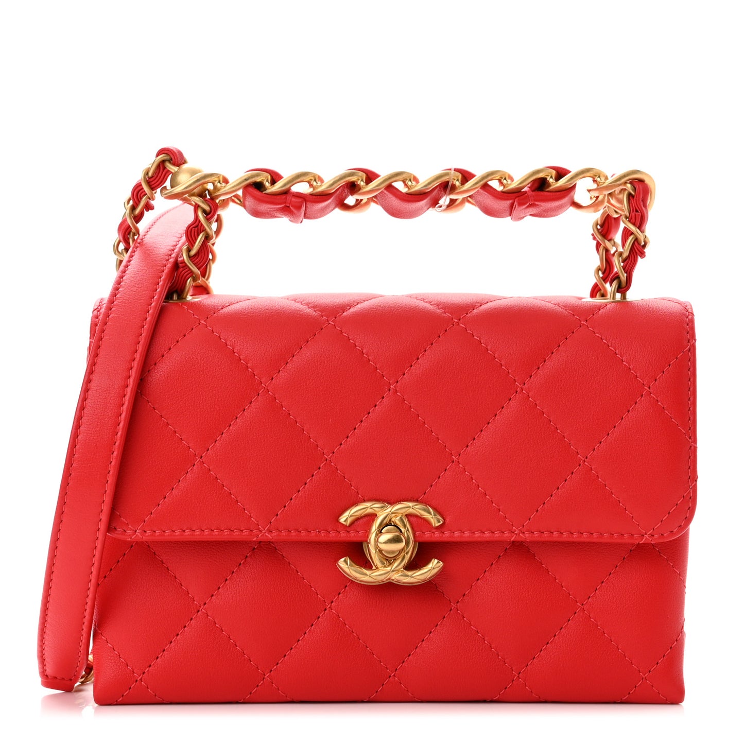 Calfskin Quilted Mini Flap Bag Red