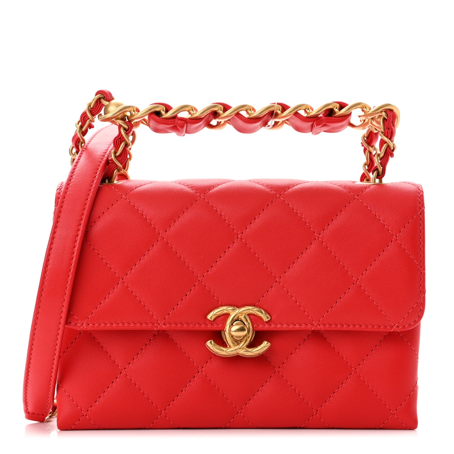 Chanel Calfskin Quilted Mini Flap Bag Red 1 of 9