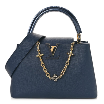 Louis Vuitton Taurillon Flower Chain Capucines MM Navy 1 of 9