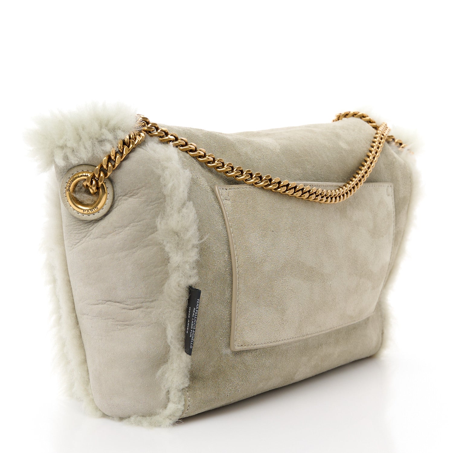 Saint Laurent Shearling Calfskin Medium Reversible Monogram Kate Satchel Grey 5 of 18