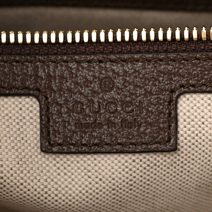 Gucci Monogram Jumbo GG Textured Dollar Calfskin Web Wristlet Messenger Bag Camel Ebony New Acero 6 of 11