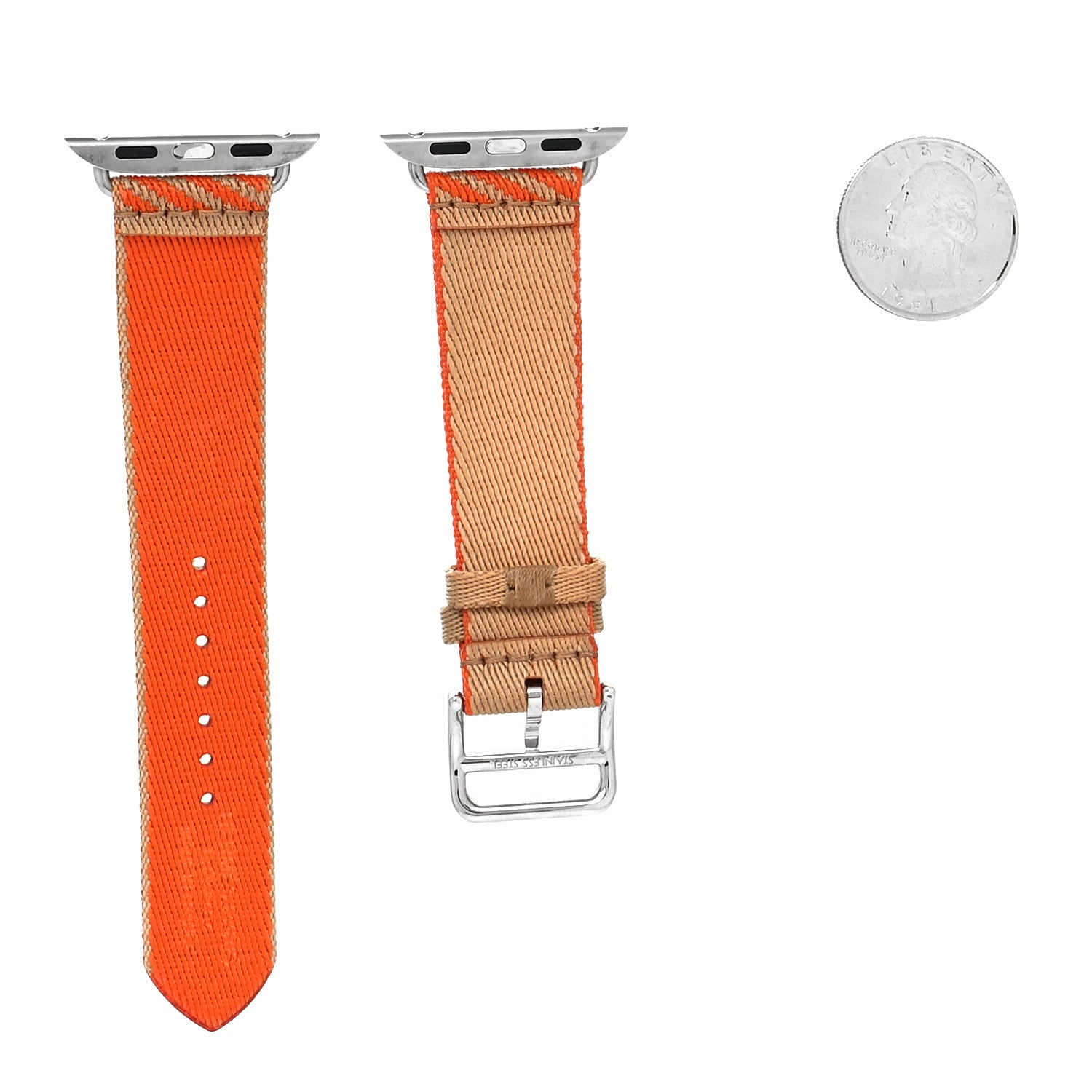 Hermes Nylon Weave Apple Watch Single Tour Band 44mm Kraft Orange 2 of 4