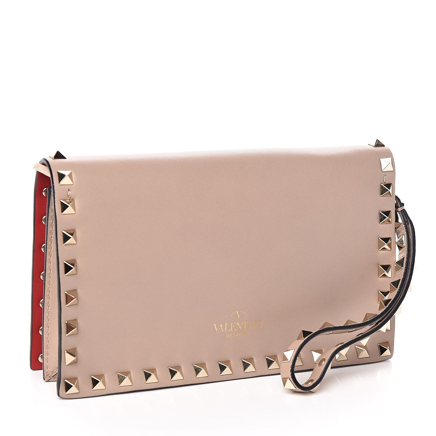 Nappa Small Rockstud Wristlet Clutch Poudre