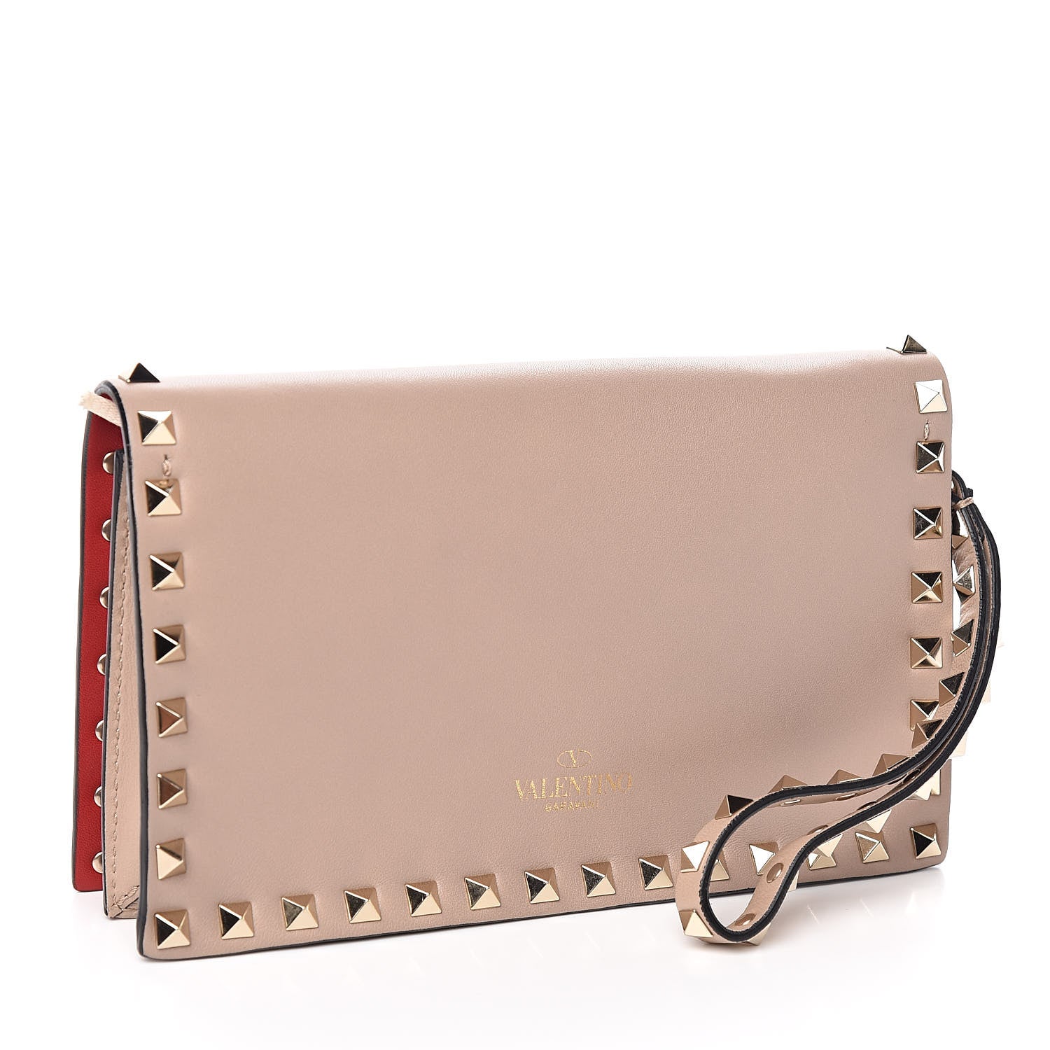 Valentino Garavani Nappa Small Rockstud Wristlet Clutch Poudre 3 of 7