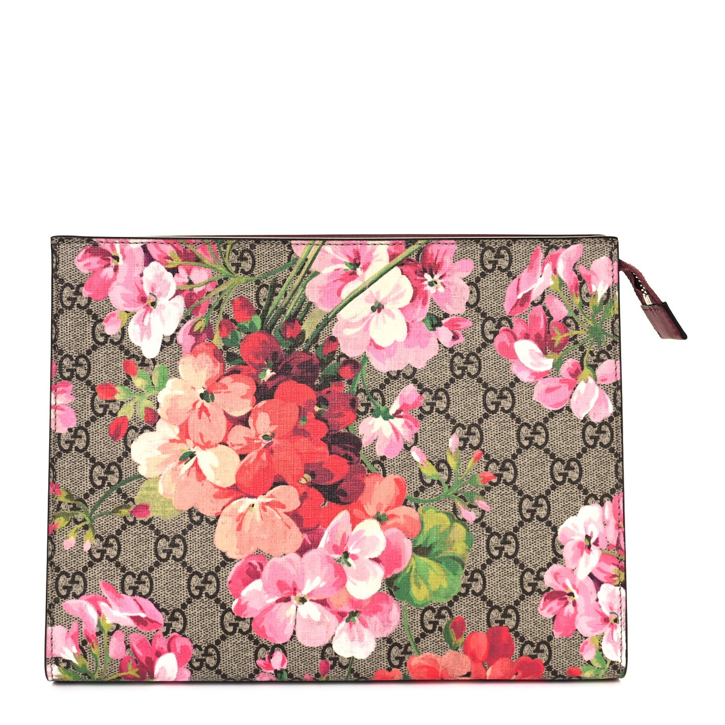 GG Supreme Monogram Blooms Large Cosmetic Case Beige Multicolor Dry Rose