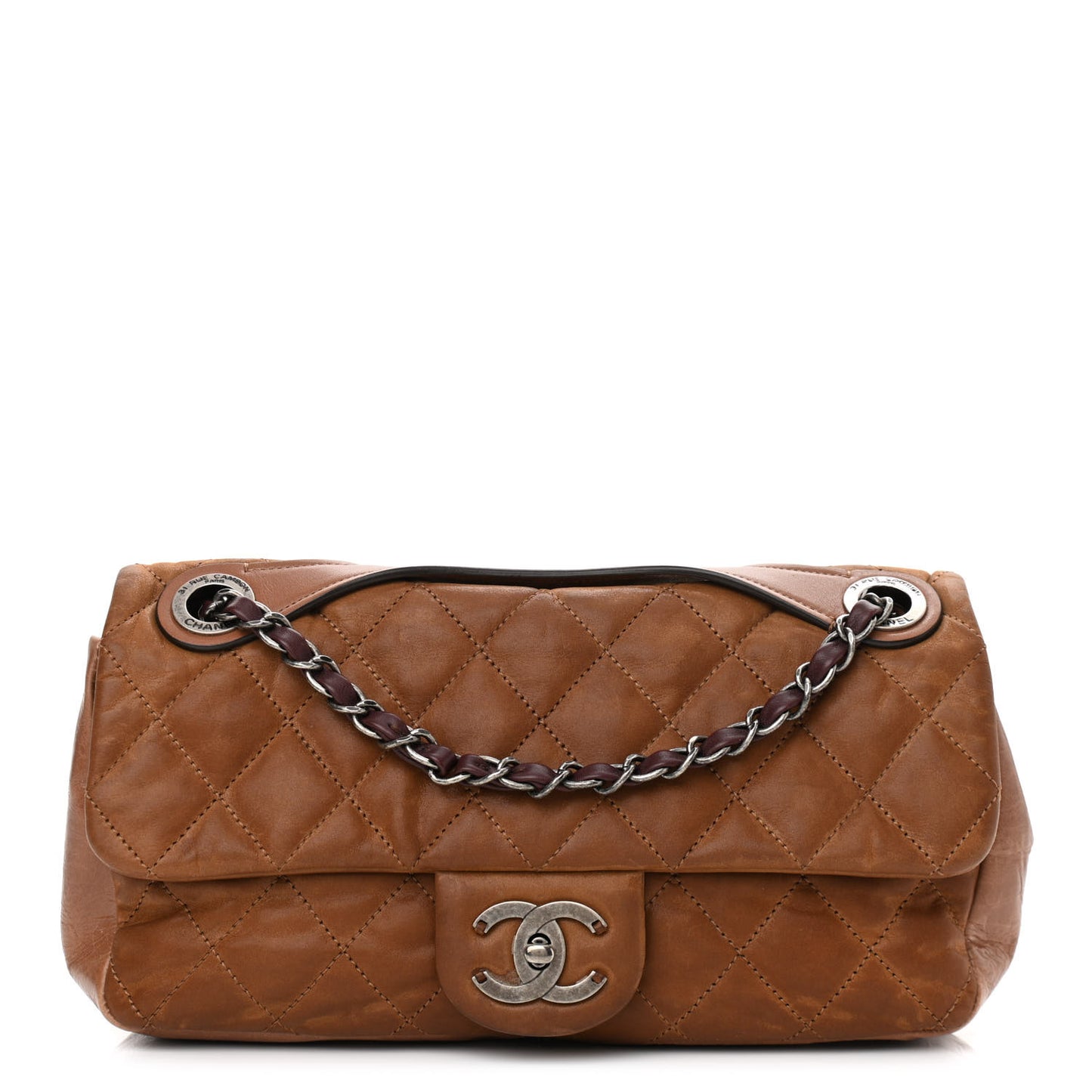 Iridescent Calfskin Medium In The Mix Flap Light Brown