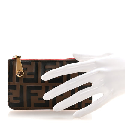 Fendi Vitello Cruise F is Fendi Bi-Color FF 1974 Embossed Key Case Pouch Maya Black Fragola 2 of 6