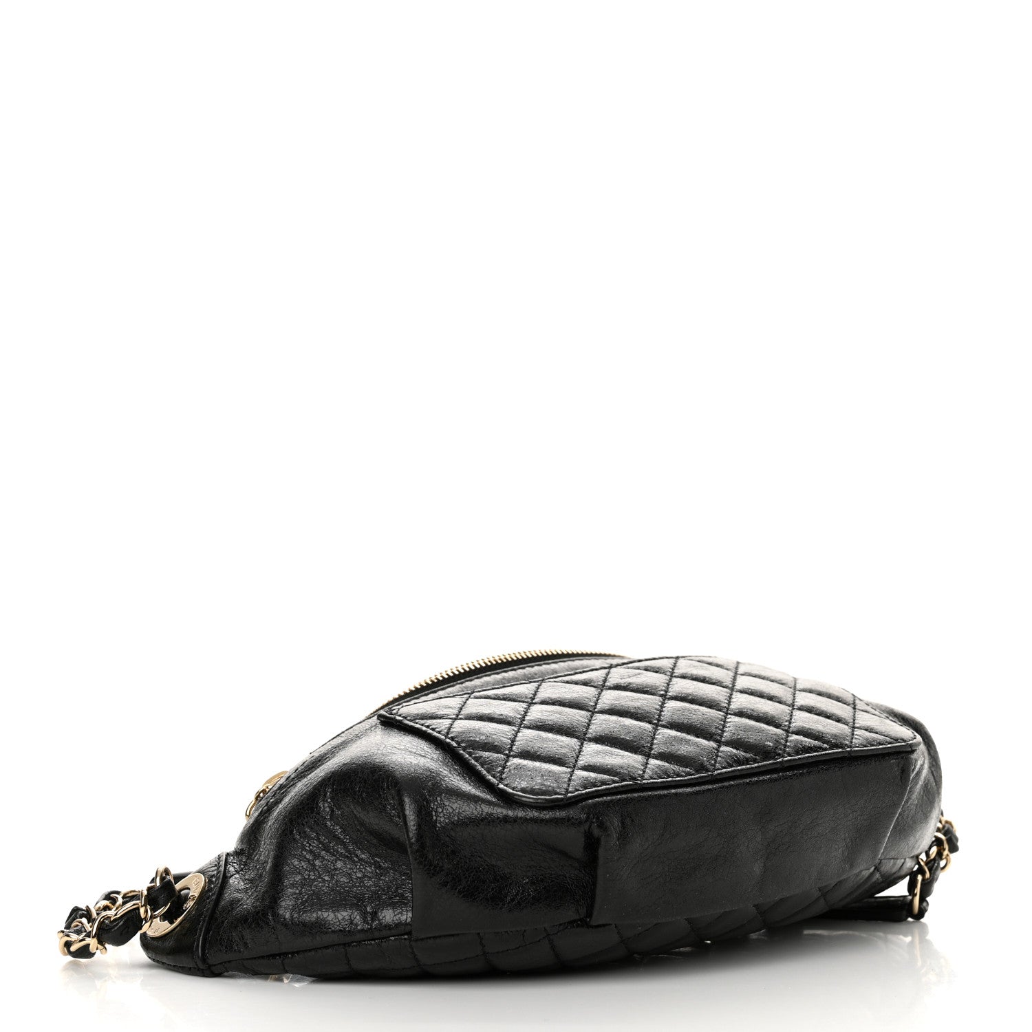 Chanel Crumpled Glazed Lambskin Quilted Waist Bag Fanny Pack Black 4 of 10