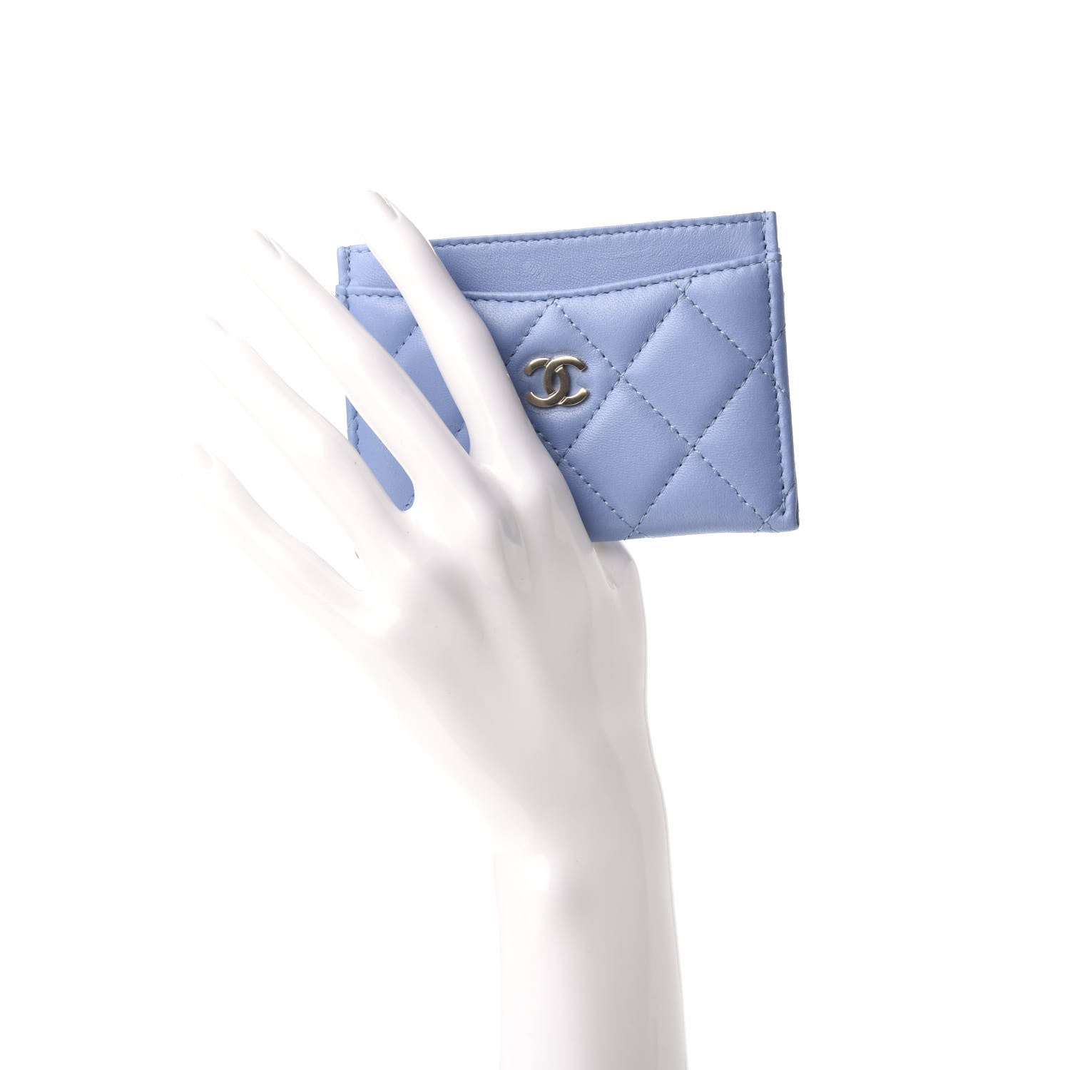 Chanel Lambskin Quilted Card Holder Light Blue 3 of 9