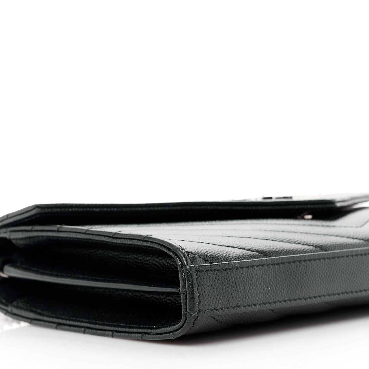 Grain De Poudre Matelasse Chevron Monogram Chain Wallet Black