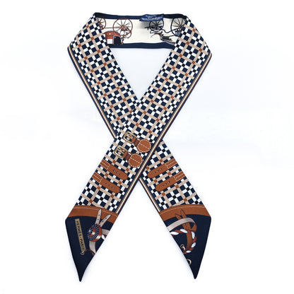 Hermes Silk Les Voitures Nouvelle Twilly Marine Caramel Black 1 of 4