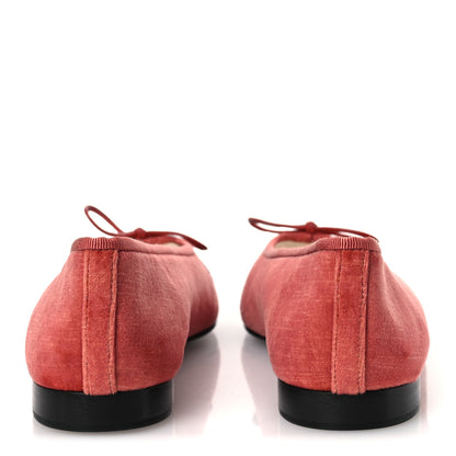 Chanel Velvet Cap Toe CC Ballerina Flats 36.5 Dark Pink Black 6 of 11