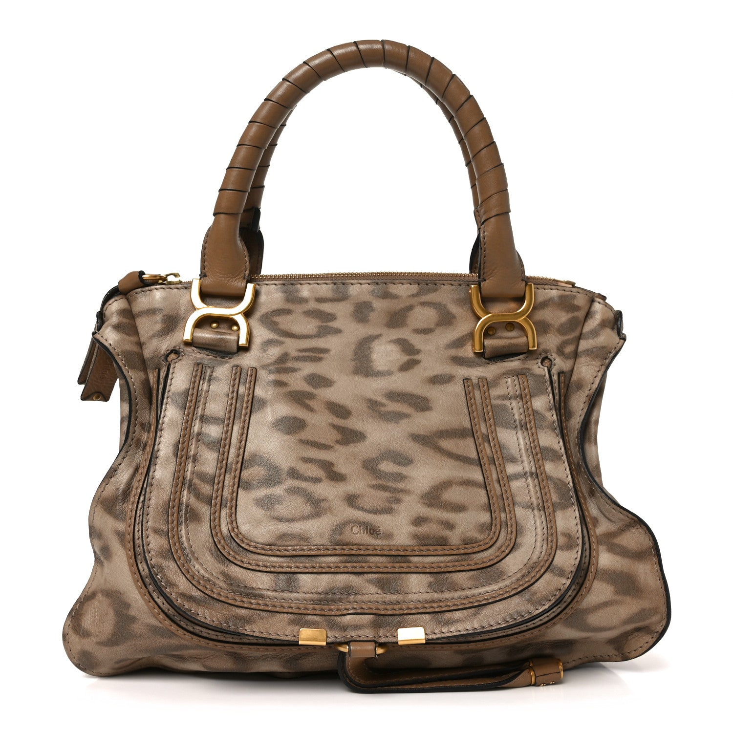 Chloe Calfskin Leopard Print Medium Marcie Satchel Brown 1 of 10