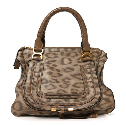 Chloe Calfskin Leopard Print Medium Marcie Satchel Brown 1 of 10