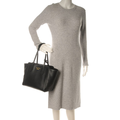 Gucci Pebbled Calfskin Small Swing Tote Black 2 of 7