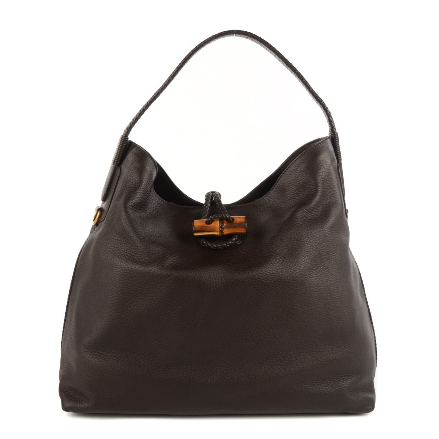 Deerskin Large Hip Bamboo Hobo Dark Cocoa