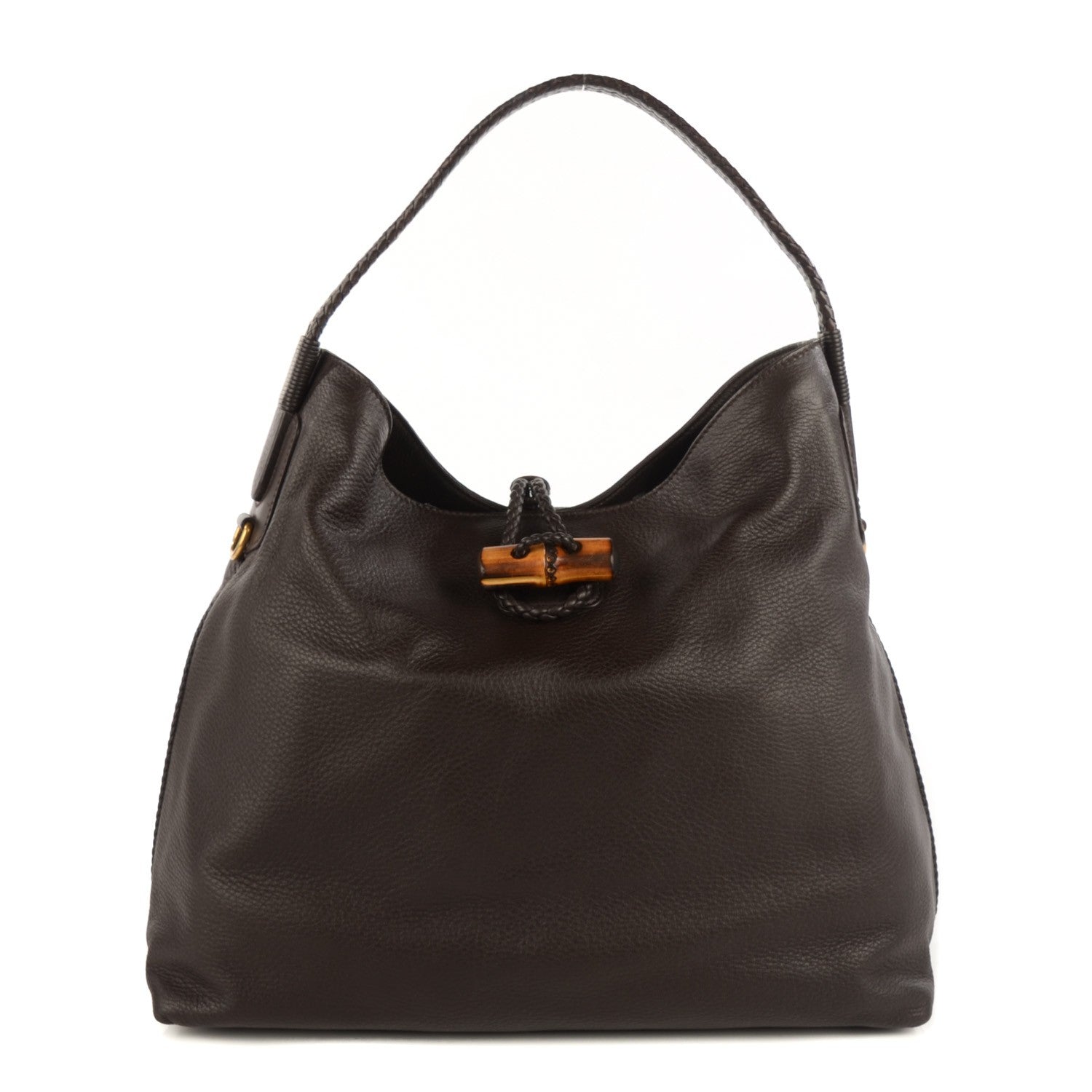 Gucci Deerskin Large Hip Bamboo Hobo Dark Cocoa 1 of 8