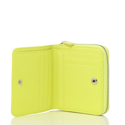 MCM Visetos Mini Zip Around Wallet Neon Yellow 5 of 7