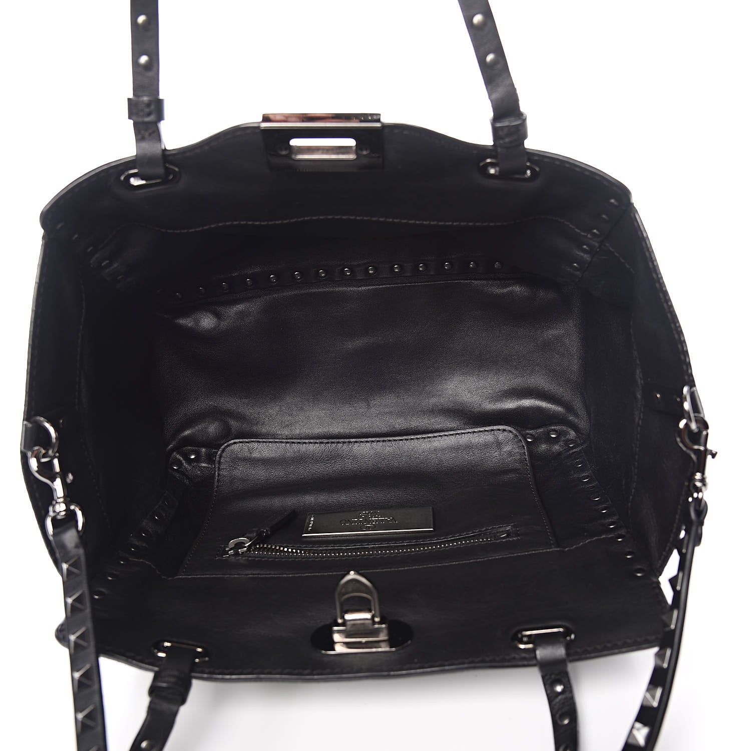 Valentino Garavani Vitello Small Rockstud Tote Black 6 of 16