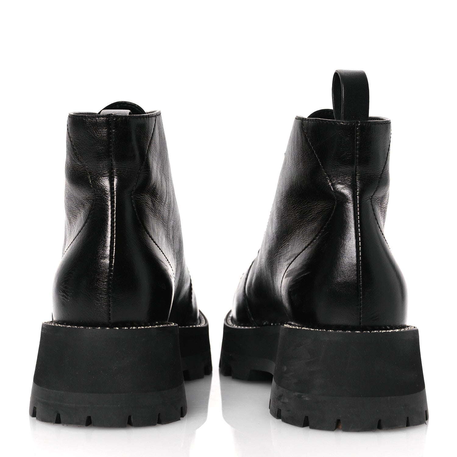 Jimmy Choo Calfskin Crystal Embellished Colby Combat Boots 39.5 Black 6 of 13