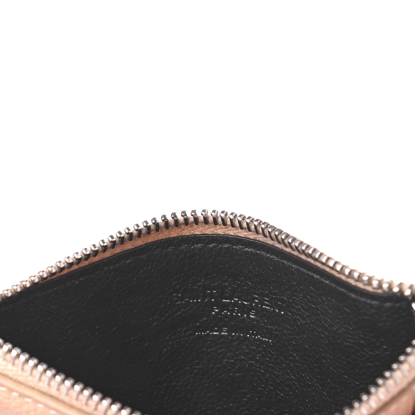Grained Calfskin 5 Fragments Zip Pouch Card Holder Nude