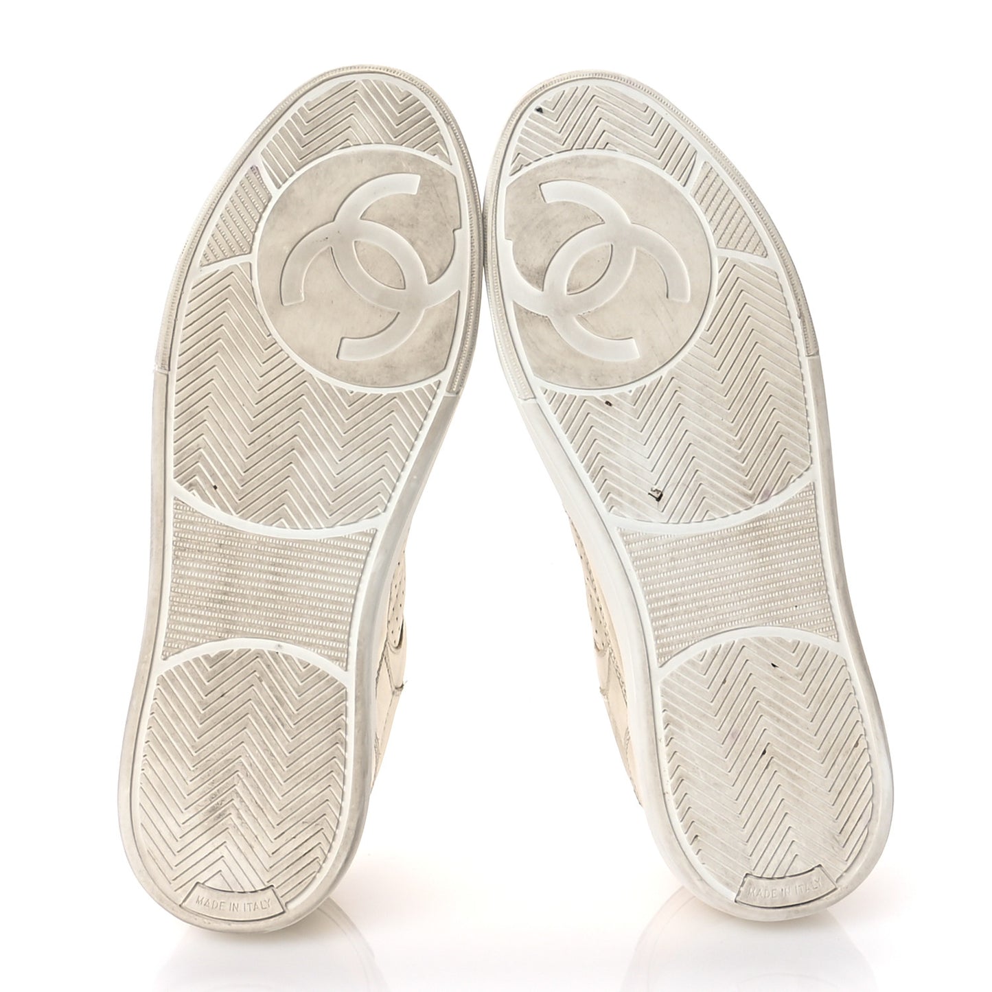 Laminated Calfskin CC Womens Sneakers 41 Golden