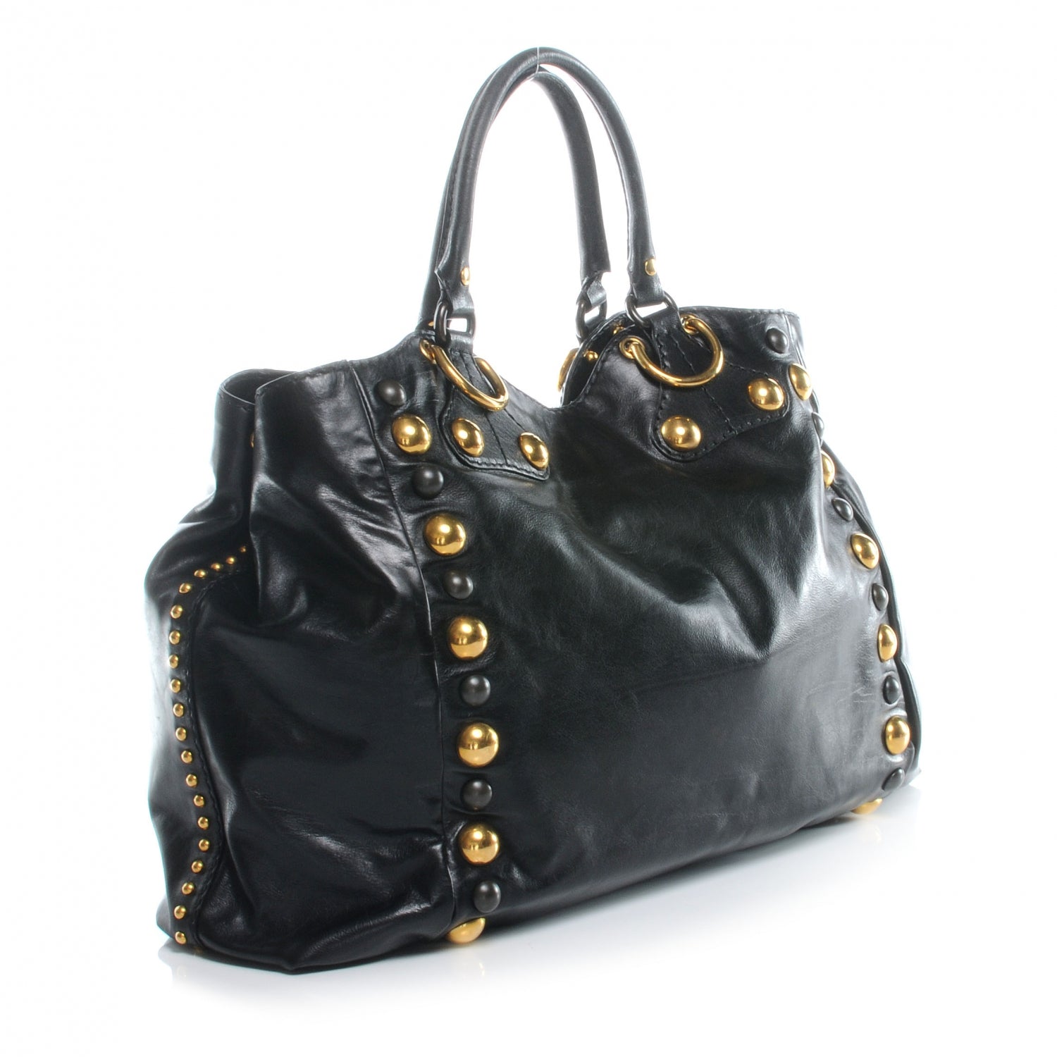 Gucci Leather Suede Fringe Large Babouska Tote Black 3 of 8