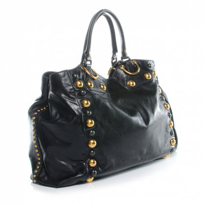 Gucci Leather Suede Fringe Large Babouska Tote Black 3 of 8
