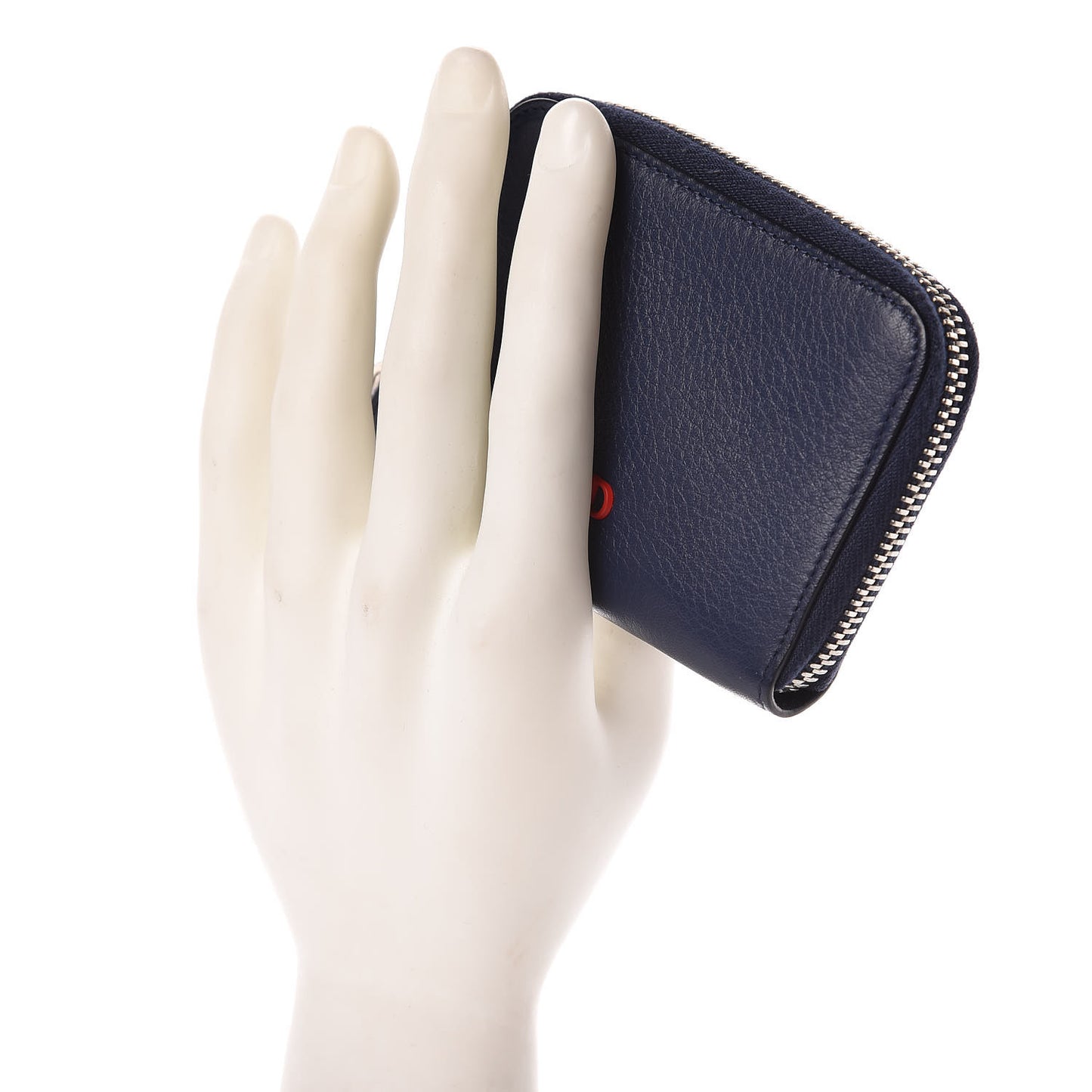 Grained Calfskin Compact Zip Wallet in Blue