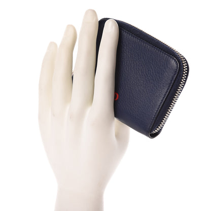 Christian Dior Grained Calfskin Compact Zip Wallet in Blue 2 of 7