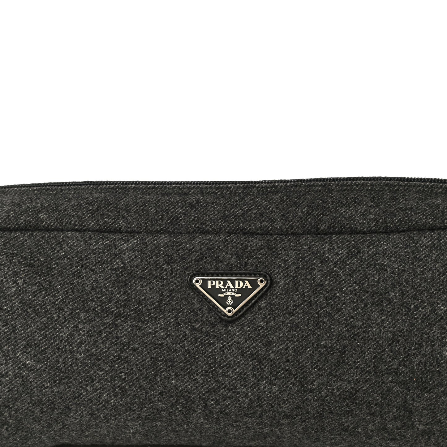 Wool Calfskin Pouch Grey