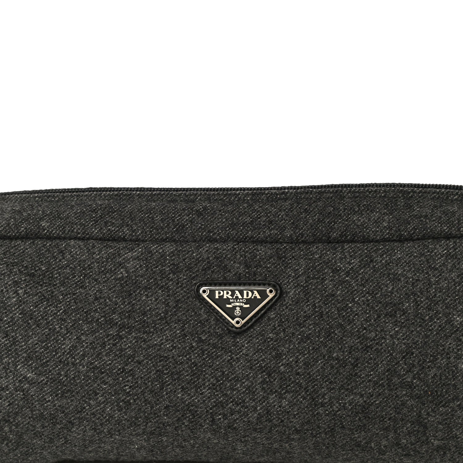 Prada Wool Calfskin Pouch Grey 8 of 11