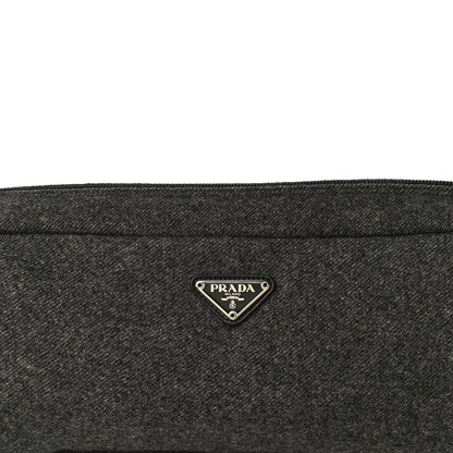 Prada Wool Calfskin Pouch Grey 8 of 11