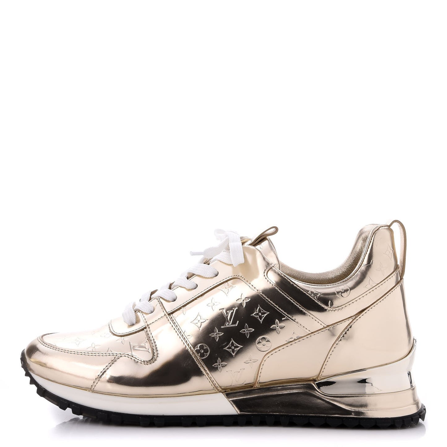 Metallic Patent Embossed Monogram Run Away Sneakers 37.5 Gold